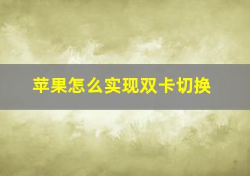 苹果怎么实现双卡切换