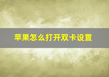 苹果怎么打开双卡设置