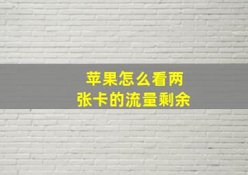 苹果怎么看两张卡的流量剩余