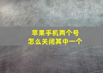 苹果手机两个号怎么关闭其中一个