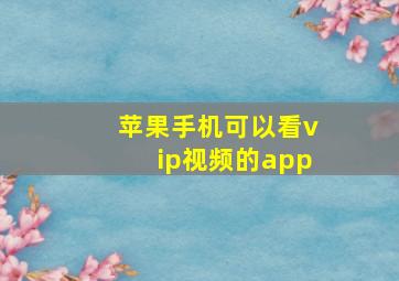 苹果手机可以看vip视频的app