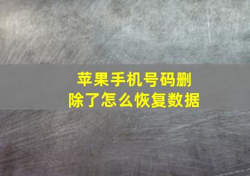 苹果手机号码删除了怎么恢复数据