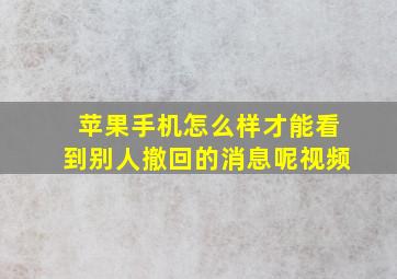 苹果手机怎么样才能看到别人撤回的消息呢视频