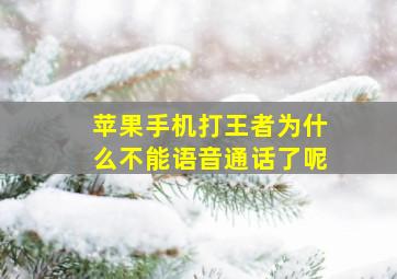 苹果手机打王者为什么不能语音通话了呢