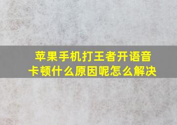 苹果手机打王者开语音卡顿什么原因呢怎么解决