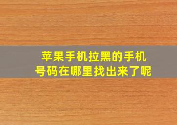 苹果手机拉黑的手机号码在哪里找出来了呢