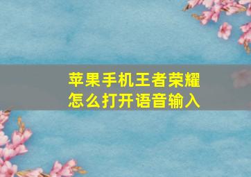 苹果手机王者荣耀怎么打开语音输入