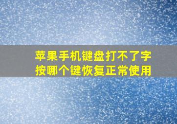 苹果手机键盘打不了字按哪个键恢复正常使用