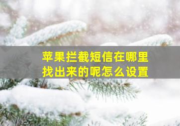 苹果拦截短信在哪里找出来的呢怎么设置