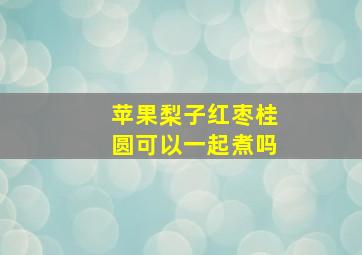 苹果梨子红枣桂圆可以一起煮吗