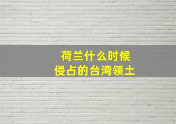 荷兰什么时候侵占的台湾领土