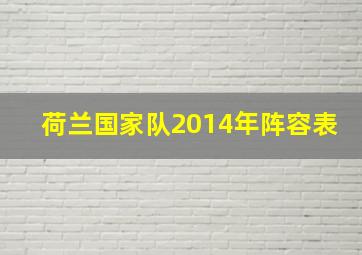 荷兰国家队2014年阵容表