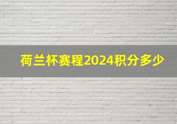 荷兰杯赛程2024积分多少