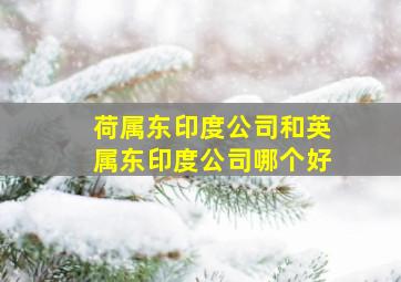 荷属东印度公司和英属东印度公司哪个好