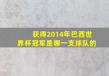 获得2014年巴西世界杯冠军是哪一支球队的