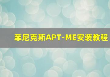 菲尼克斯APT-ME安装教程