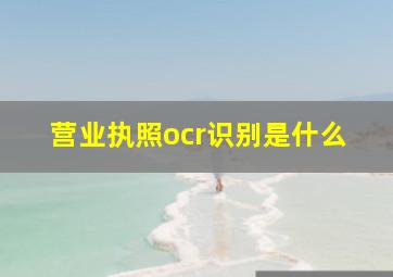 营业执照ocr识别是什么