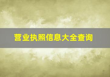 营业执照信息大全查询