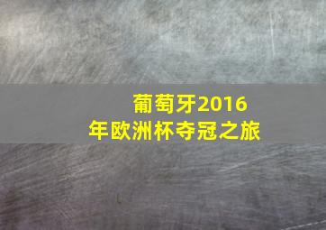 葡萄牙2016年欧洲杯夺冠之旅