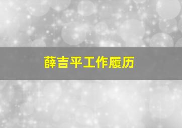 薛吉平工作履历