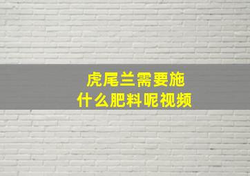 虎尾兰需要施什么肥料呢视频