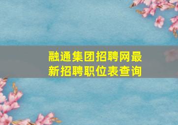 融通集团招聘网最新招聘职位表查询