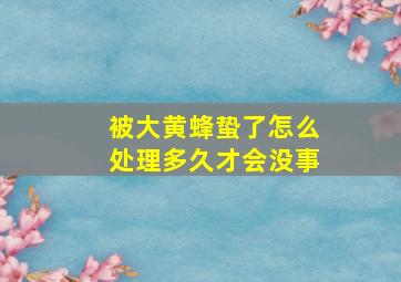 被大黄蜂蛰了怎么处理多久才会没事