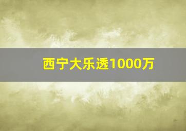 西宁大乐透1000万