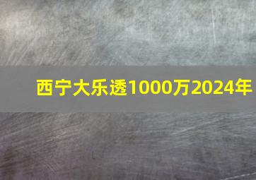 西宁大乐透1000万2024年