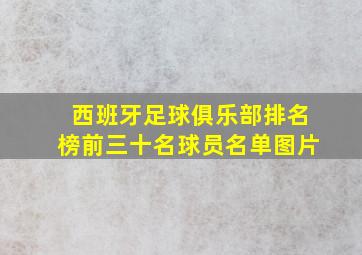 西班牙足球俱乐部排名榜前三十名球员名单图片