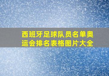 西班牙足球队员名单奥运会排名表格图片大全