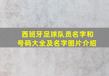 西班牙足球队员名字和号码大全及名字图片介绍