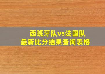 西班牙队vs法国队最新比分结果查询表格