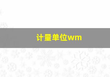 计量单位wm