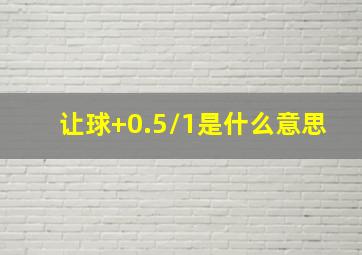 让球+0.5/1是什么意思