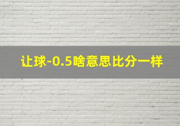 让球-0.5啥意思比分一样