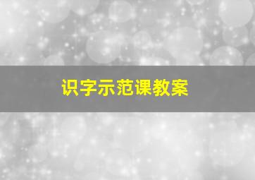 识字示范课教案