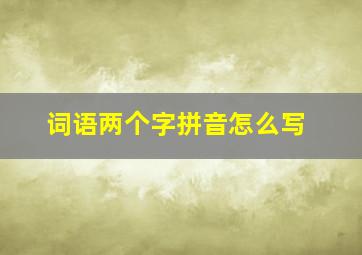 词语两个字拼音怎么写