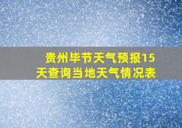 贵州毕节天气预报15天查询当地天气情况表