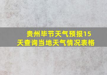 贵州毕节天气预报15天查询当地天气情况表格