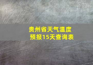 贵州省天气温度预报15天查询表