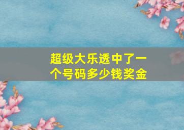 超级大乐透中了一个号码多少钱奖金