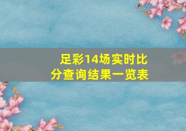 足彩14场实时比分查询结果一览表