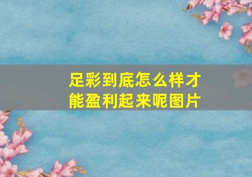 足彩到底怎么样才能盈利起来呢图片