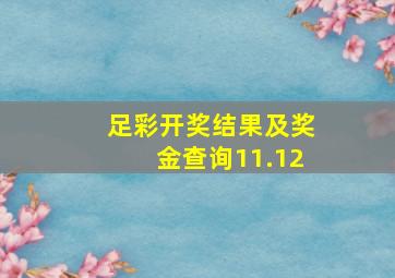 足彩开奖结果及奖金查询11.12