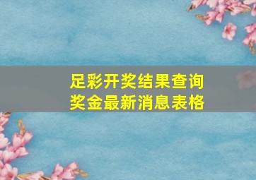 足彩开奖结果查询奖金最新消息表格