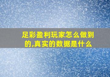 足彩盈利玩家怎么做到的,真实的数据是什么