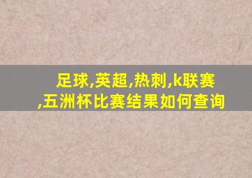 足球,英超,热刺,k联赛,五洲杯比赛结果如何查询