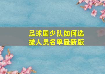 足球国少队如何选拔人员名单最新版