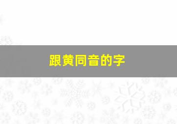 跟黄同音的字